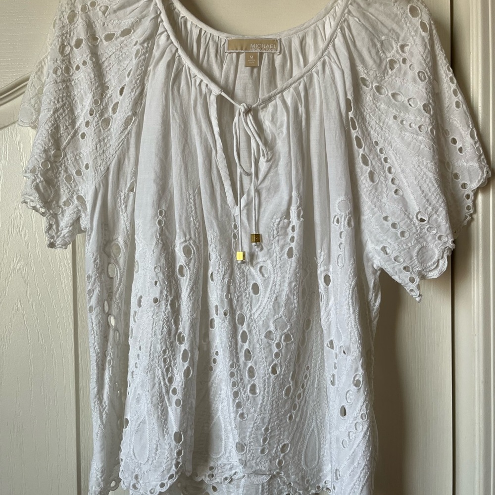Michael Kors White Eyelet Top. Size M.